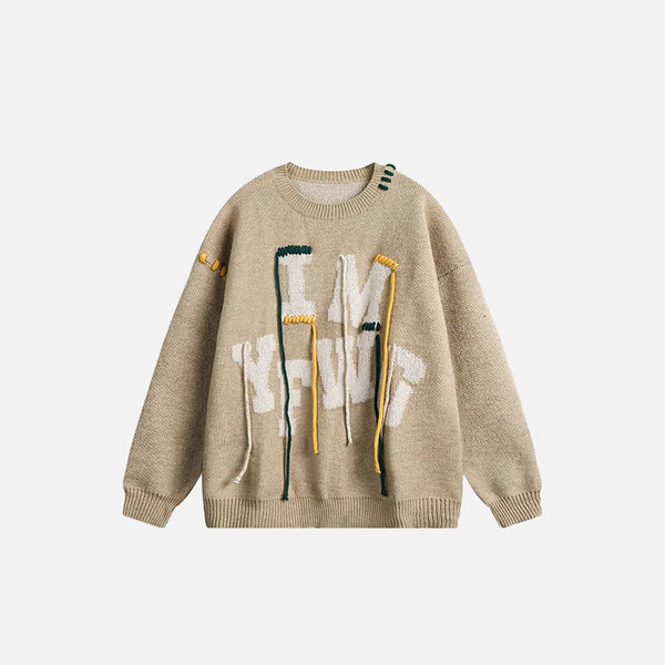 Stitched Ropes Embroidery Sweater