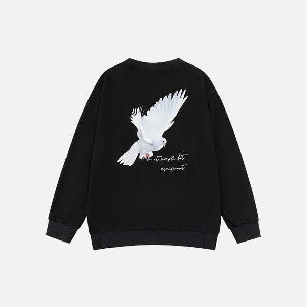 Pigeon Graphic Print Loose Sweatshirt