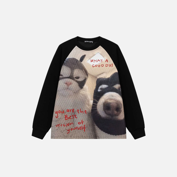 Y2K Vibrant Animal Graphic Oversized Casual Sweatshirt