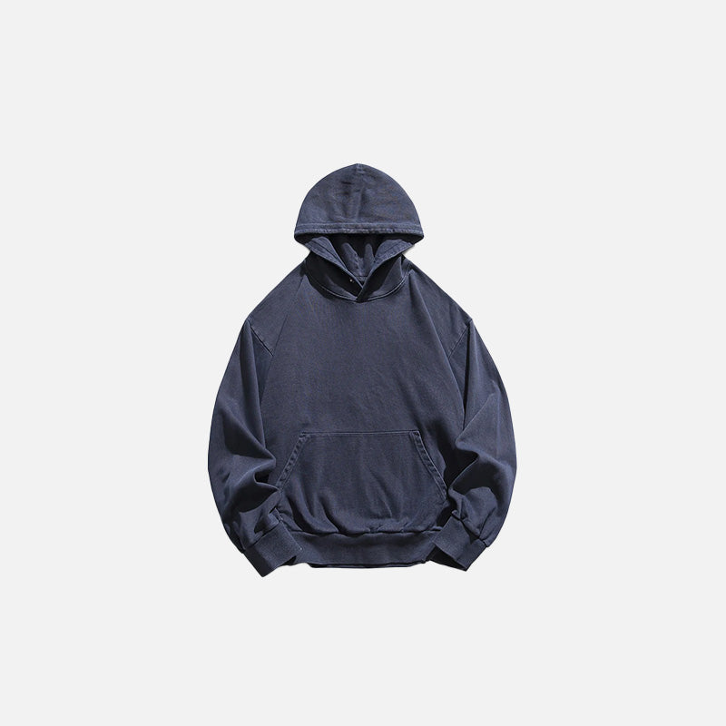 Front view of the blue Shadow Vibe Hoodie in a gray background