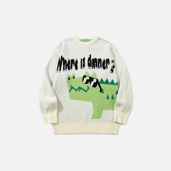 Cozy Oversized Knitted Crocodile Sweater