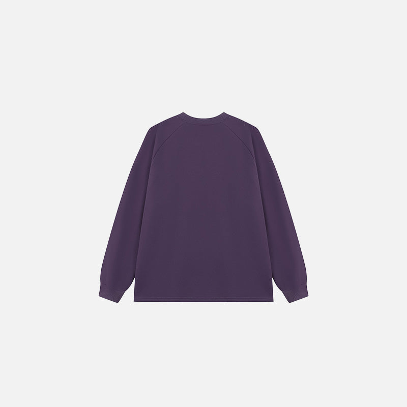 Back view of the purple Attack Time Premium T-shirt in a gray background