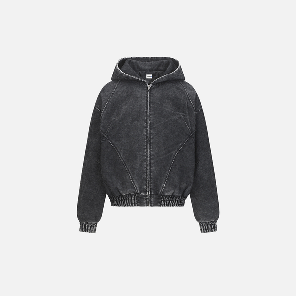 Vintage Distressed Reißverschluss-Kapuzenjacke