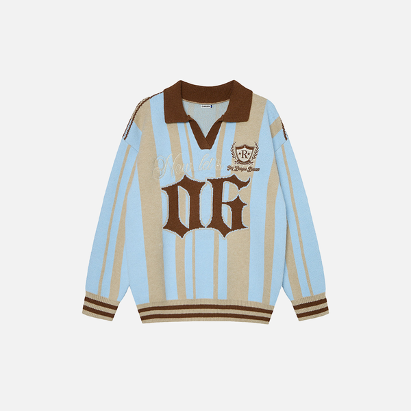 Long-lasting Striped Long Sleeve Polo Sweater