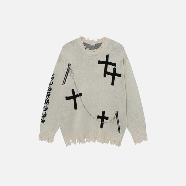 Winter Flexible Y2K Lazy Cross Zipper Sweater