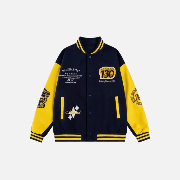 Casual Badge Single Breasted Embroidery Varsity Jacket