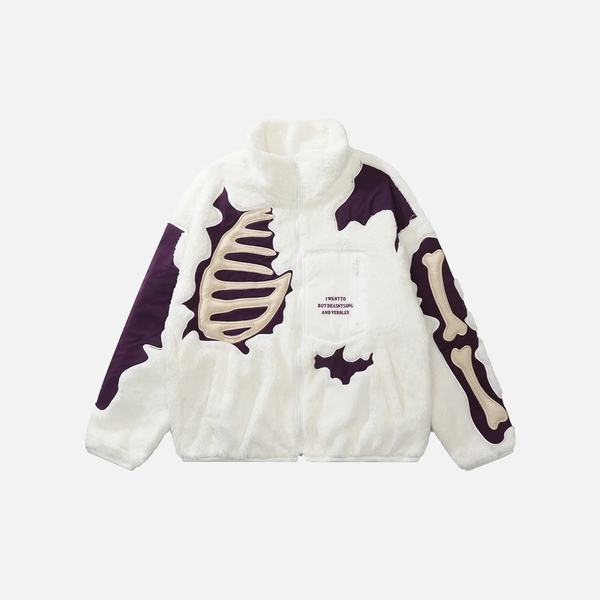 Winter Warm Skeleton Patchwork Fleece Puffer Jacket