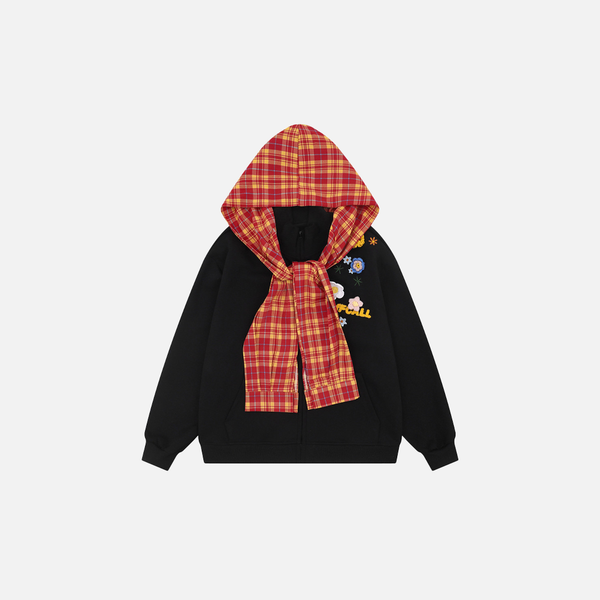 Y2K Cozy Detachable Floral Style Hooded Sweatshirt