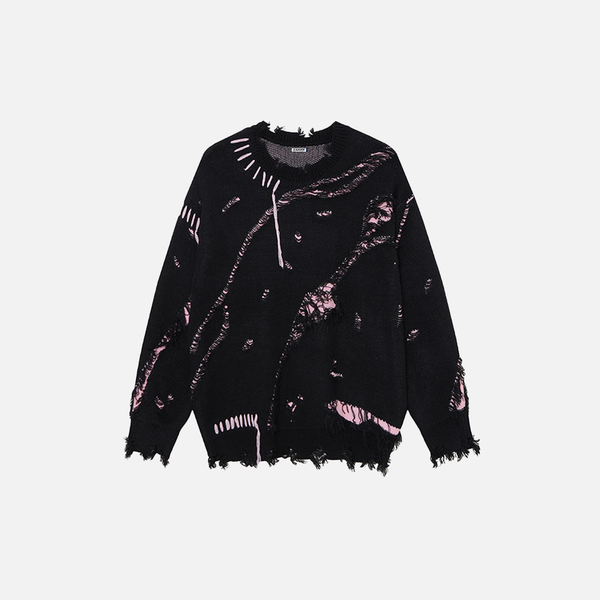 Streetwear Cozy Oversized Distressed Casual Sweater