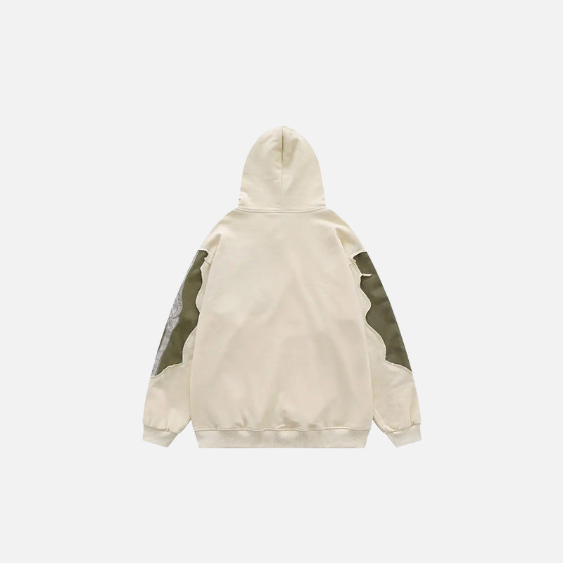 Back view of the beige Mystic Warrior Hoodie in a gray background 