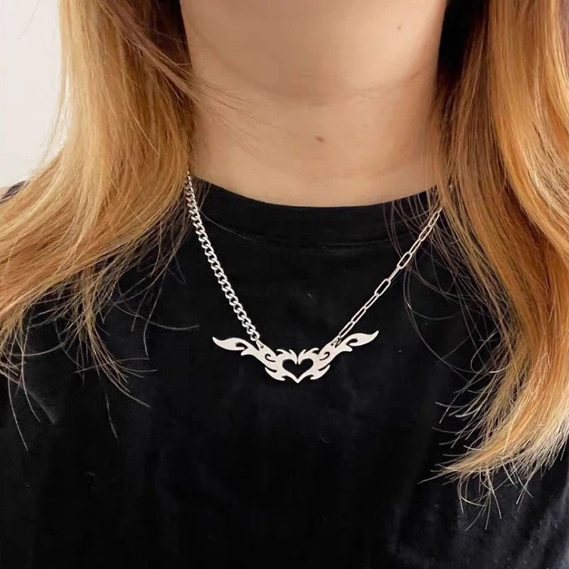 Model wearing the heart flame Starlit Dream Necklace 