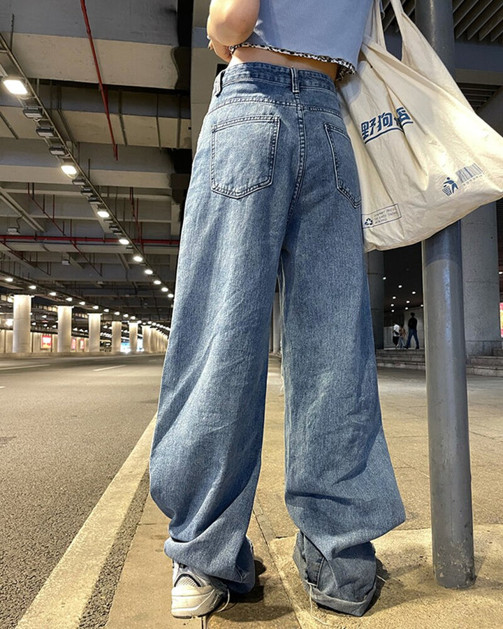 Ripped High Waist Wide-leg Jeans – DAXUEN