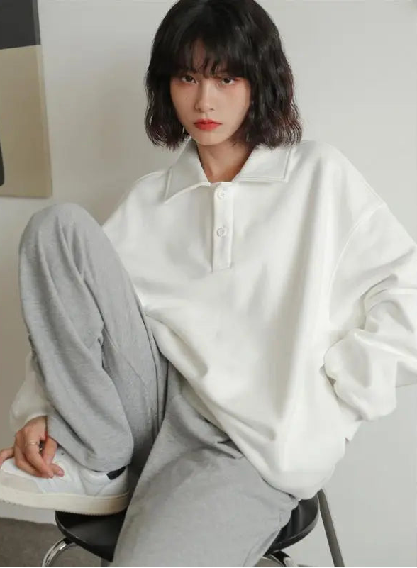 Lässiges, gemütliches weißes Herbst-Winter-Sweatshirt für Damen