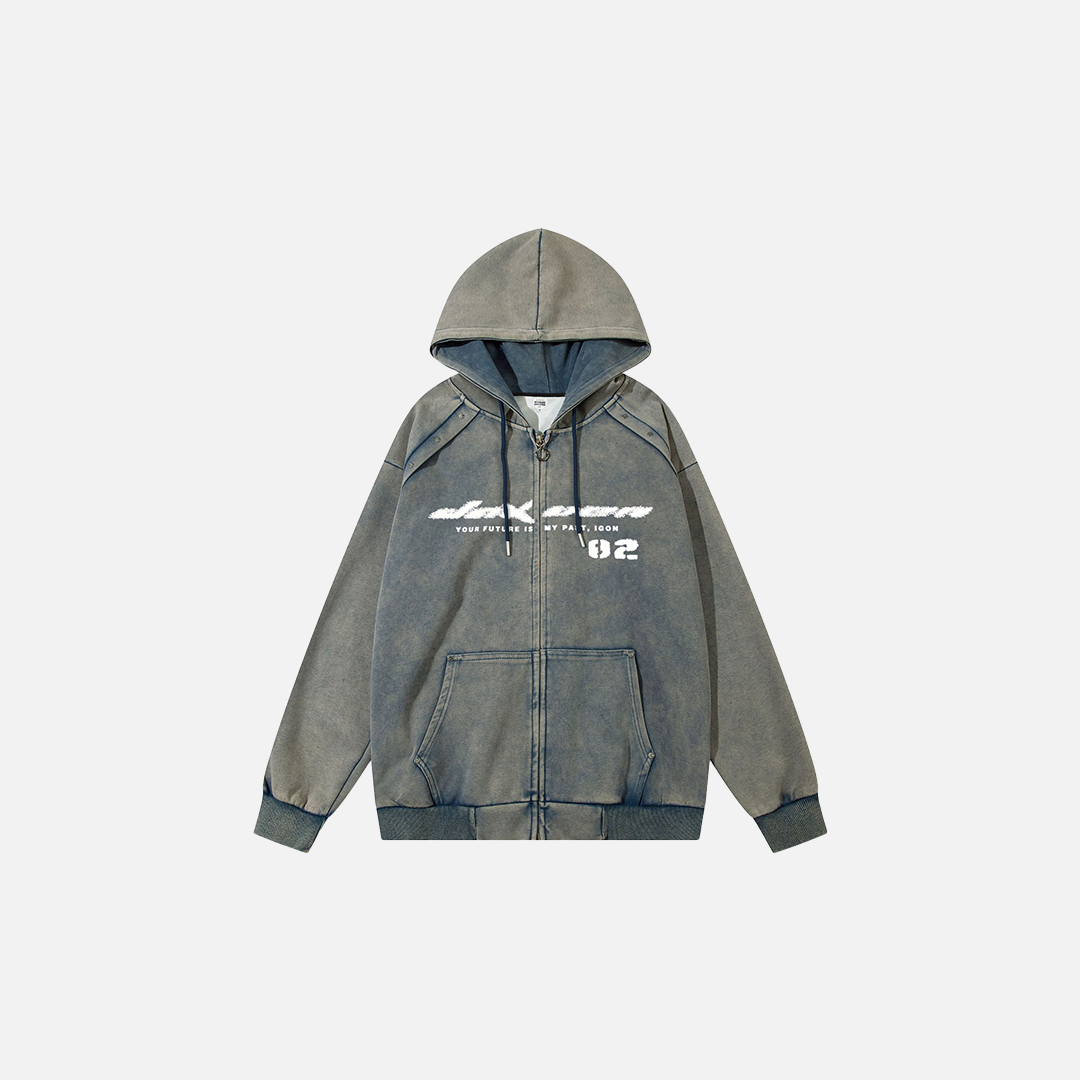 Der allwissende blaue Reißverschluss-Hoodie