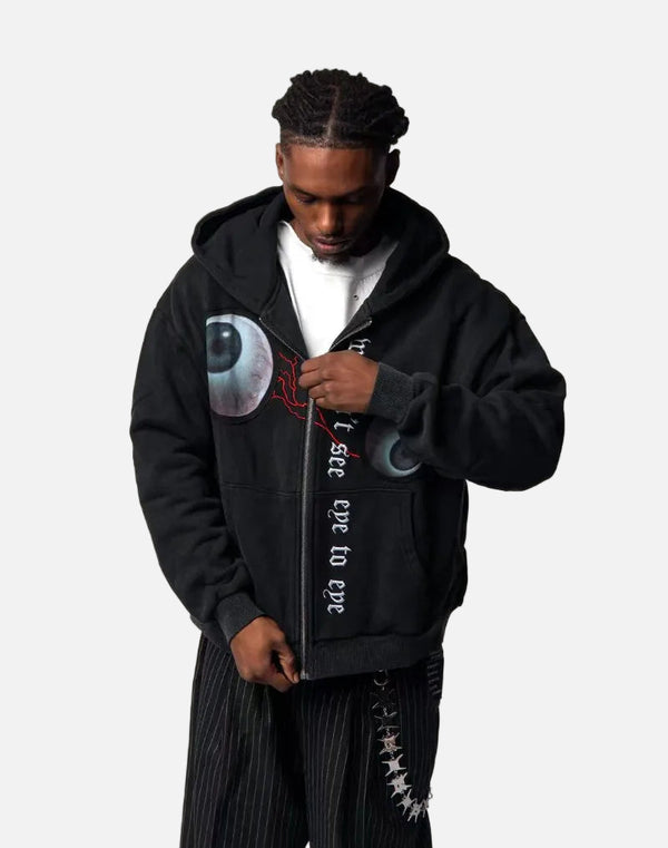 Quirky Gothic Eyeball Pattern Loose Sweatshirt