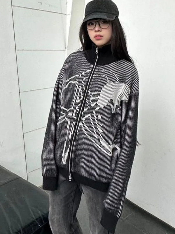 Y2K Vintage Star Jacquard Aesthetic Sweatshirt