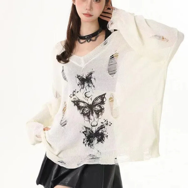 Y2K Butterfly Print Women Top