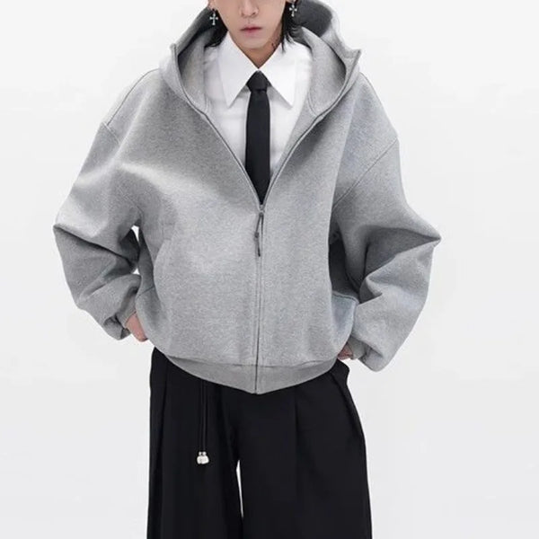 Sweatshirt mit Reißverschluss im japanischen Stil mit breiten Schultern