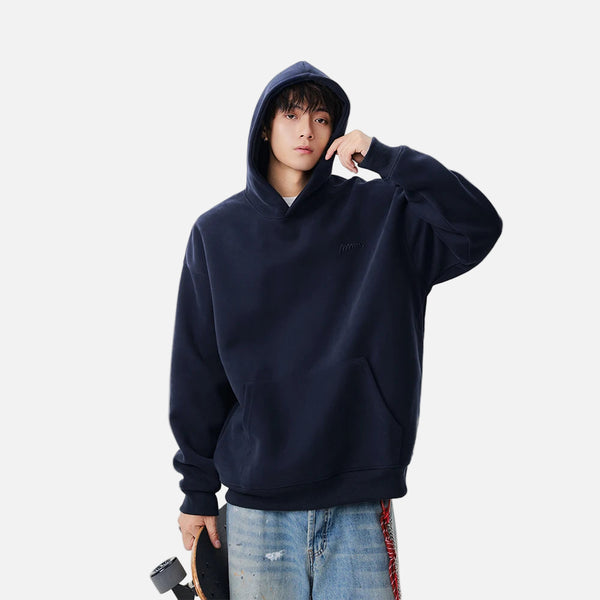 Minimalist Embroidered Logo Casual Hoodie