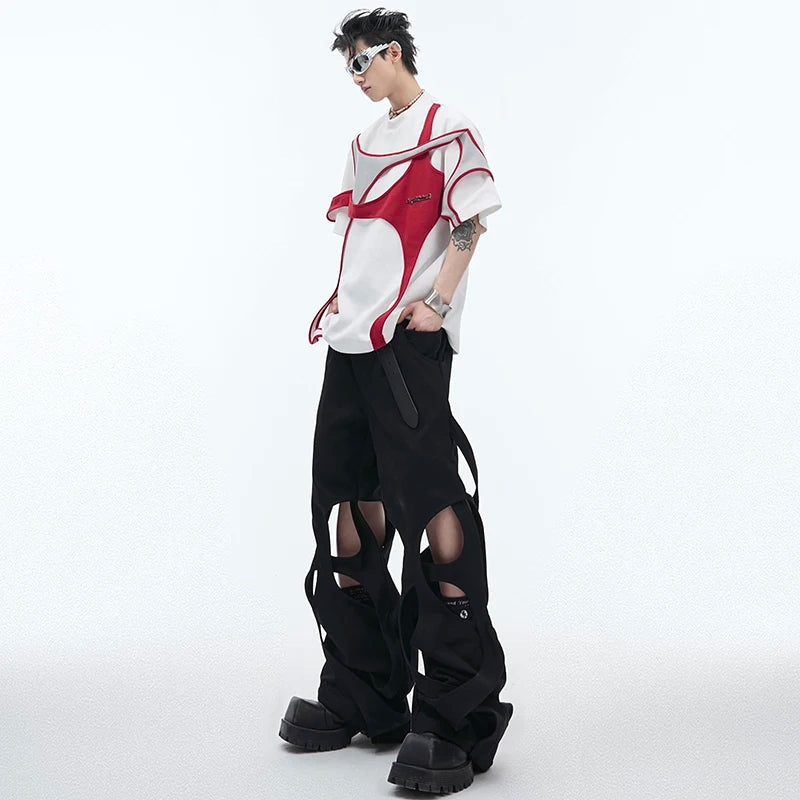 Men Streetwear Color Contrast Splicing Design T-Shirt – DAXUEN