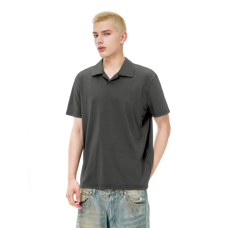 Model wearing the grey Vibe Crew T-Shirt