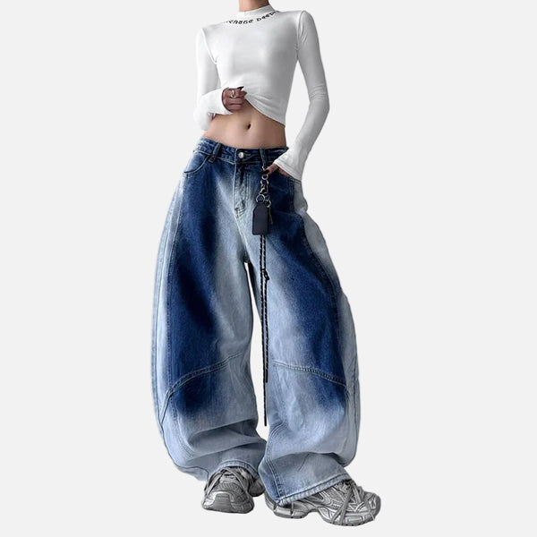 Chic Gradient Korean Style Wide Leg Jeans