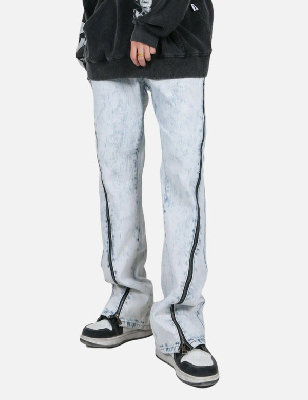 Versatile Acid-Wash Flared Denim Jeans