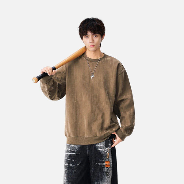 Durable Washed Crew Neck Sweatshirt