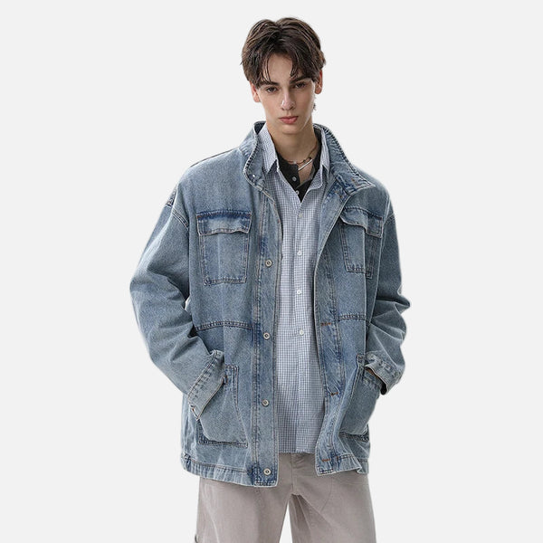 Y2K Flattering Style Loose Cargo Denim Jacket