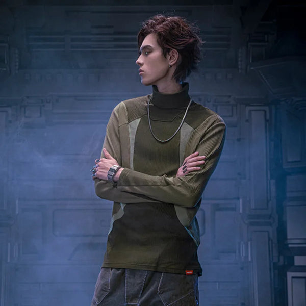 Slim Fit Punk-Sweatshirt mit Farbblockdesign