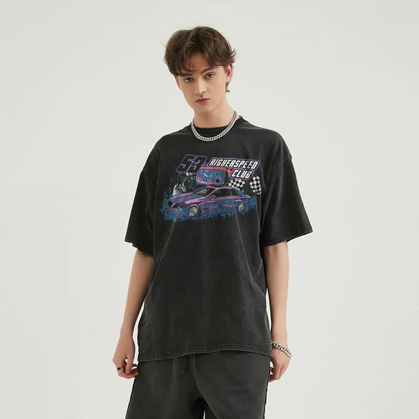 Y2k Loose Higher Speed Racing Club T-shirt