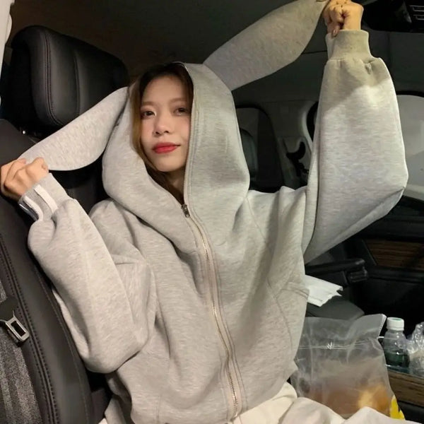 Kuscheliges Oversize-Kapuzensweatshirt mit Hasenohren