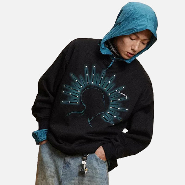 Y2K Autumn Streetwear Rivet Print Sweatshirt