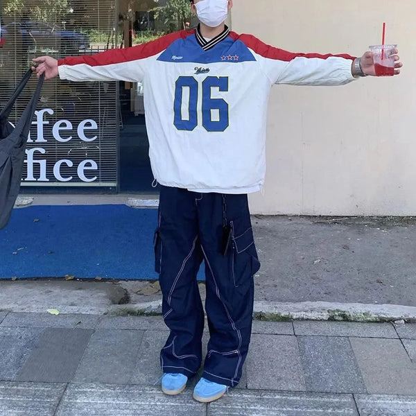 College-Sweatshirt mit Buchstabenstickerei im amerikanischen Stil