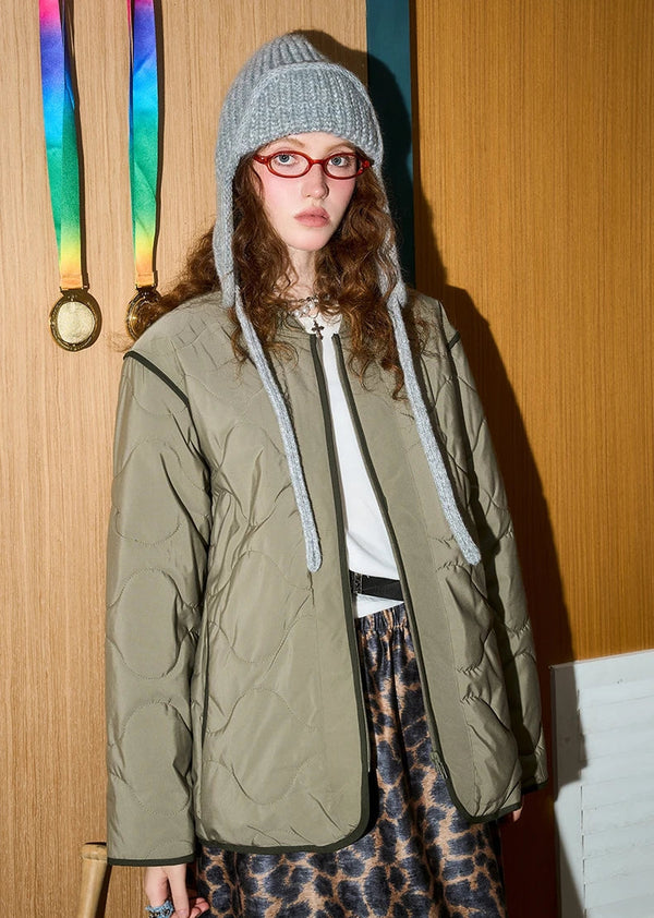 Women Vintage American Baseball Puffer Jacket