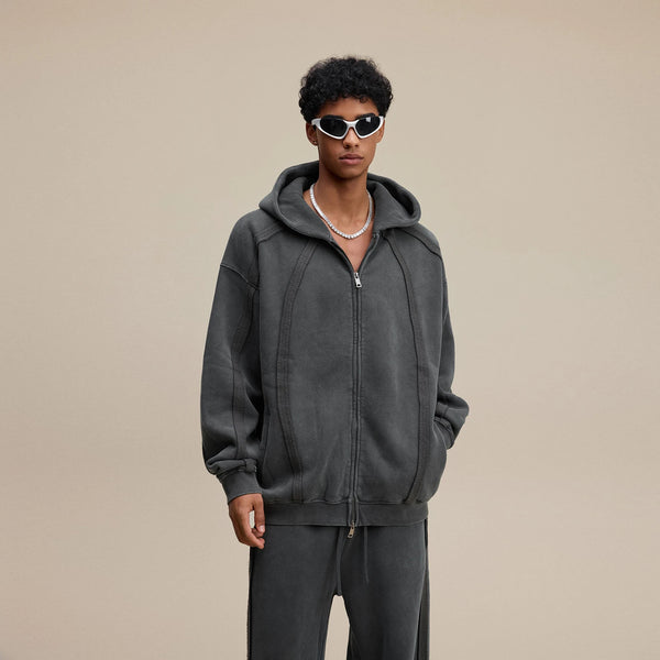 Vintage Retro Fleece-Sweatshirt mit Reißverschluss