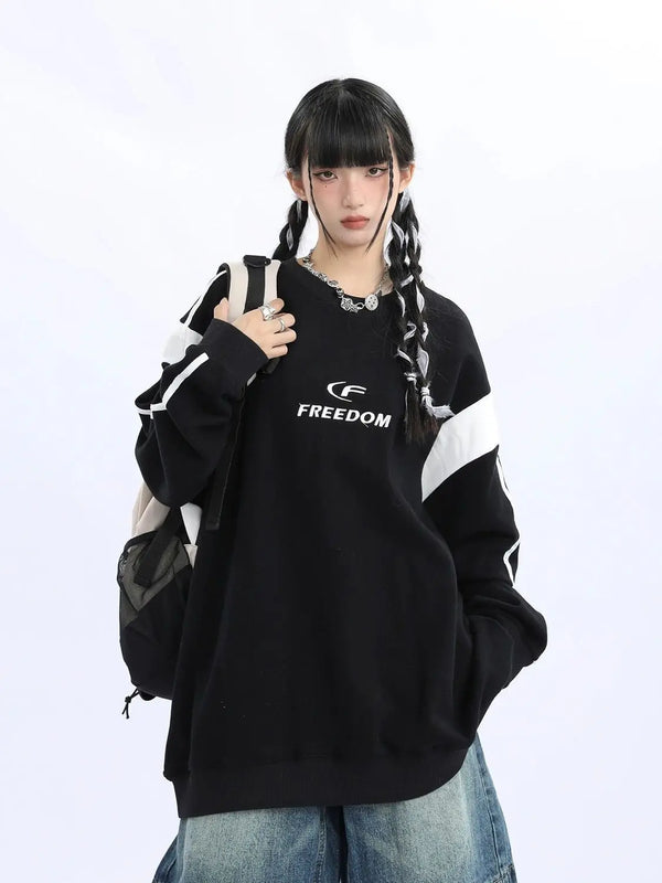 Sweatshirt mit lockerem Hip-Hop-Print im amerikanischen Stil