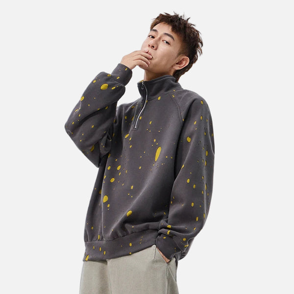 Streetwear Hip Hop Loose Half Zipper Sweatshirt