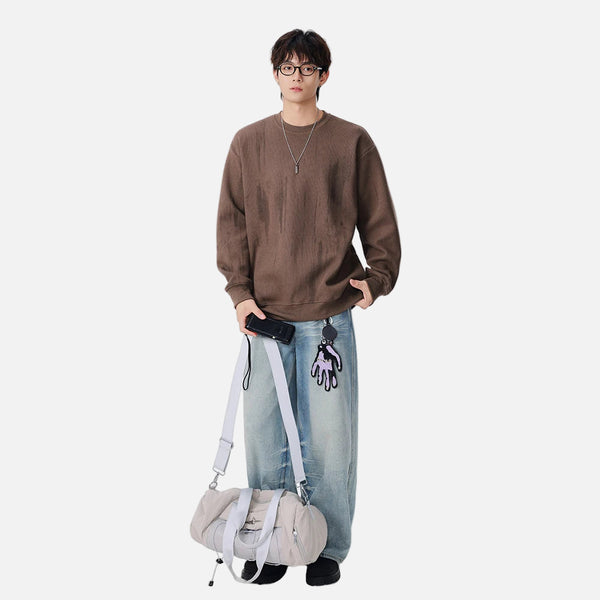 Streetwear Distressed Crew Neck Sweatshirt