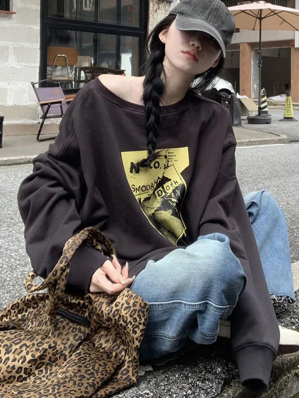 Vintage Oversized Hip Hop Cotton Print Sweatshirt