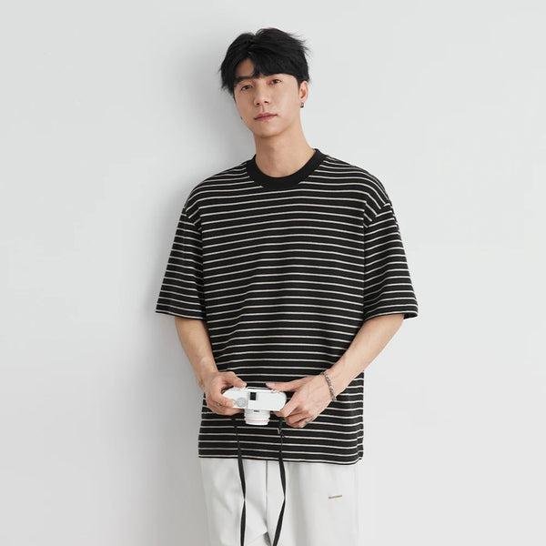 Y2k Men's Cool Comfortable Striped Short Sleeve T-Shirt