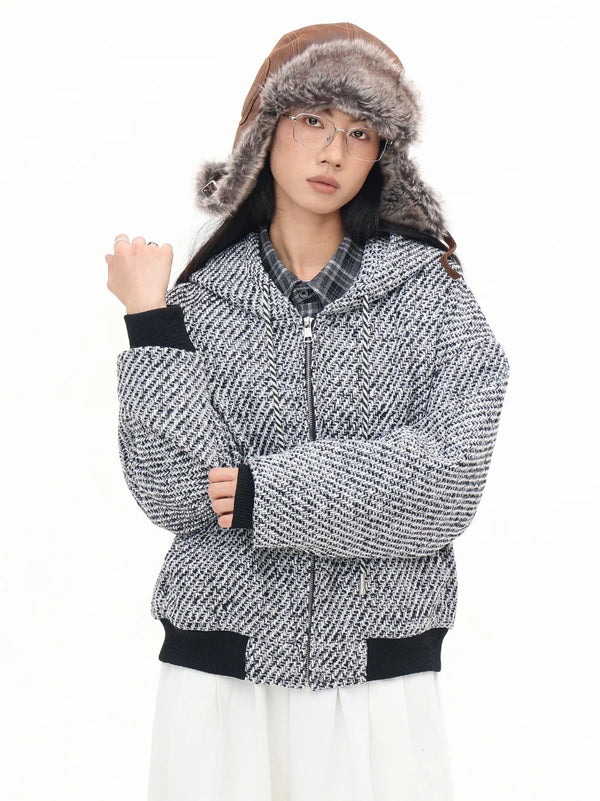 Y2K Elegantes graues Kapuzenpullover mit Reißverschluss