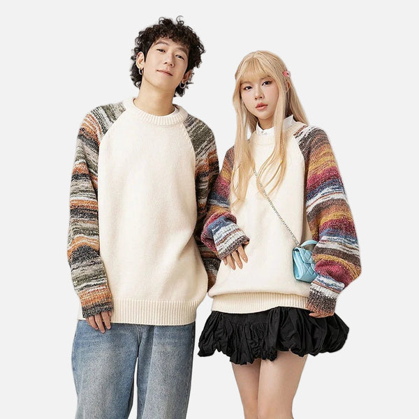 Panelled Crewneck Hip Hop Knit Sweater