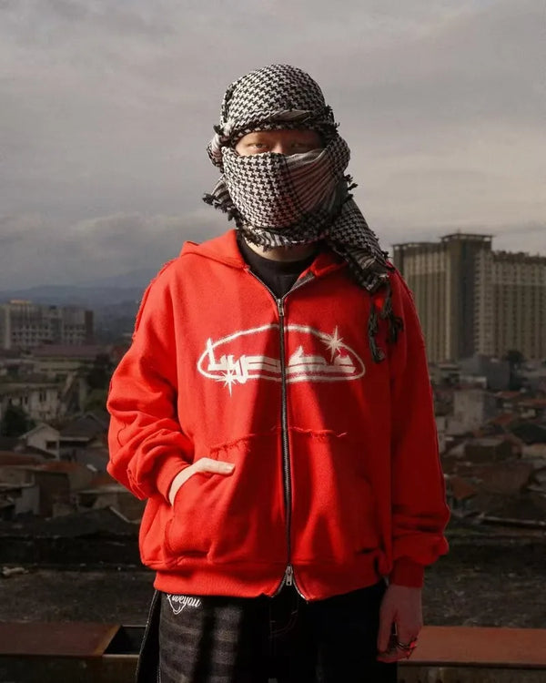 Vintage Modern Punk Reißverschluss Kapuzenpullover