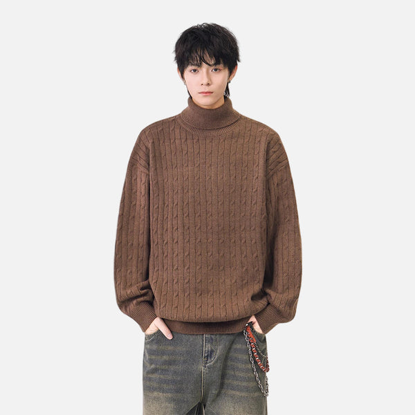Cozy Cable Knit High Neck Turtleneck Sweater