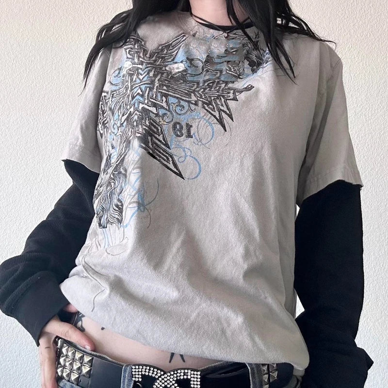 Front view of the gray Celestial Symmetry T-Shirt