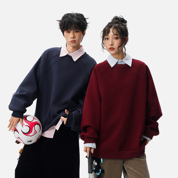 Solid Color Minimalist Round Neck Sweatshirt