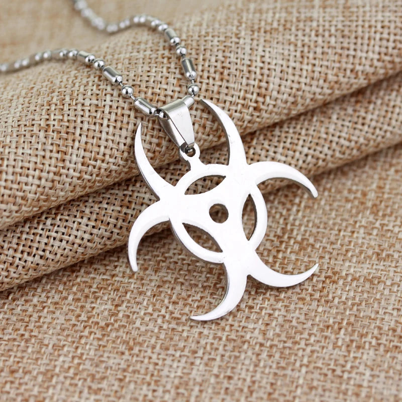 Front view of the Biohazard Charm Necklace 