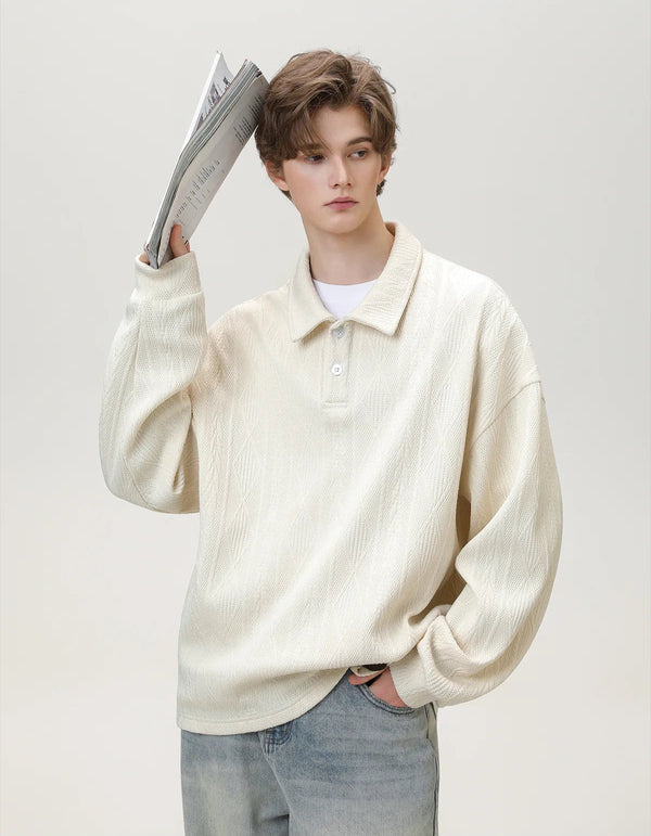 Lässiges Sweatshirt mit Reverskragen und antikem Geld