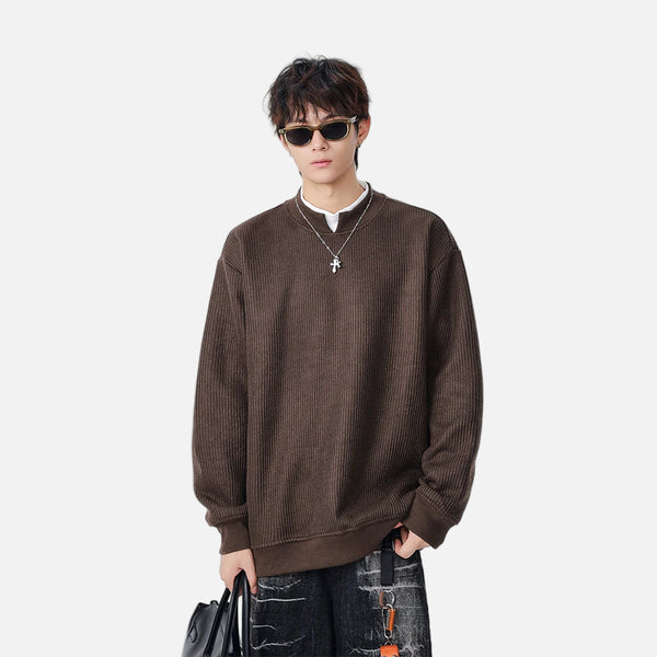 Streetwear Winter Mock Neck Knit Sweatshirt